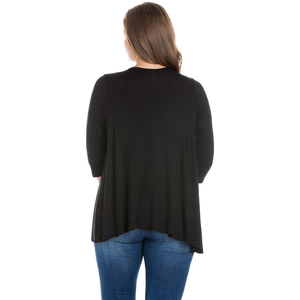 Plus Size 24/7 Comfort Apparel Elbow Sleeve Open Cardigan