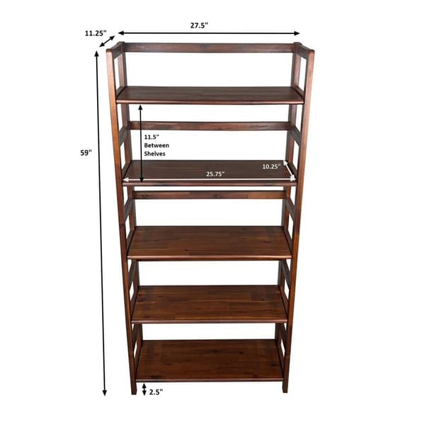 Casual Contemporary Living Solid Acacia 5 Tier Folding Bookcase