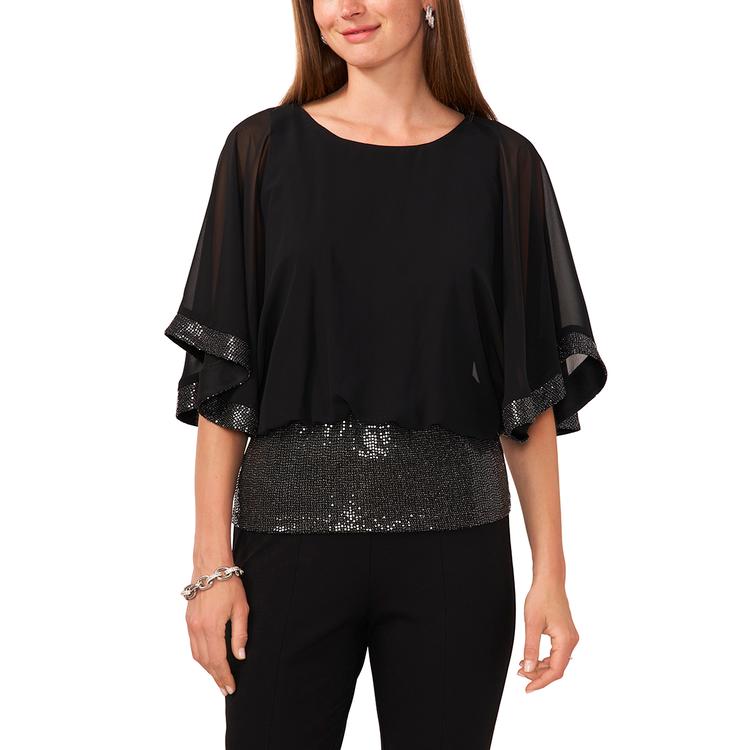 Womens MSK Sequin Band Blouson Top