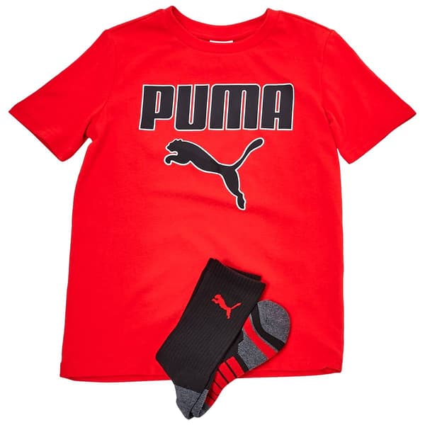 Boys (8-20) Puma(R) Tee & Crew Socks Set - For All Time Red - image 