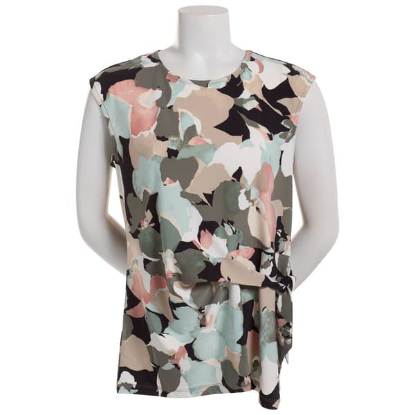 Womens Kasper Sleeveless Allover Floral Cowl Neck Top - image 