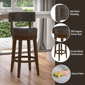 HH2 Home Lawton Wood & Upholstered Swivel Bar Height Stool - image 10