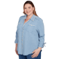 Plus Size Alfred Dunner Hilton Head Roll Tab Denim Blouse - image 3