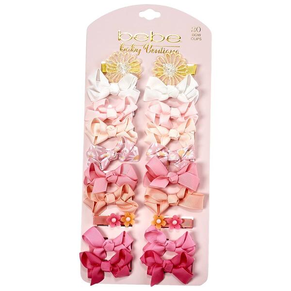 Baby Girl Bebe 20pc. Yellow Pink & White Assorted Bow Clips - image 