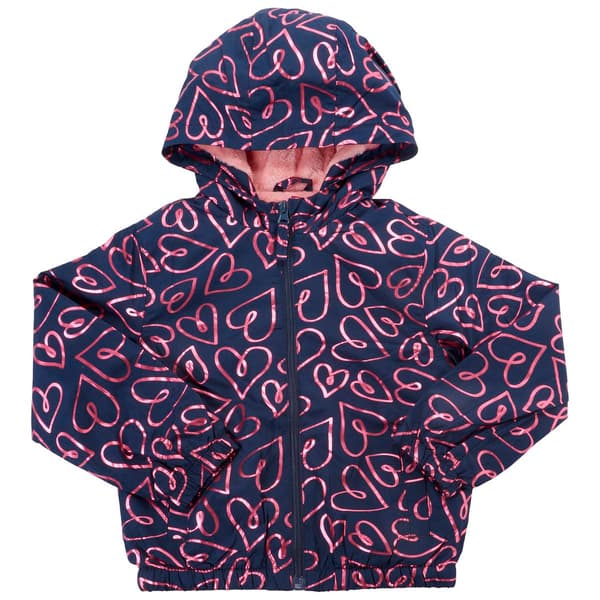 Girls &#40;4-6x&#41; Pink Platinum&#40;R&#41; Foil Heart Butter Lining Windbreaker - image 