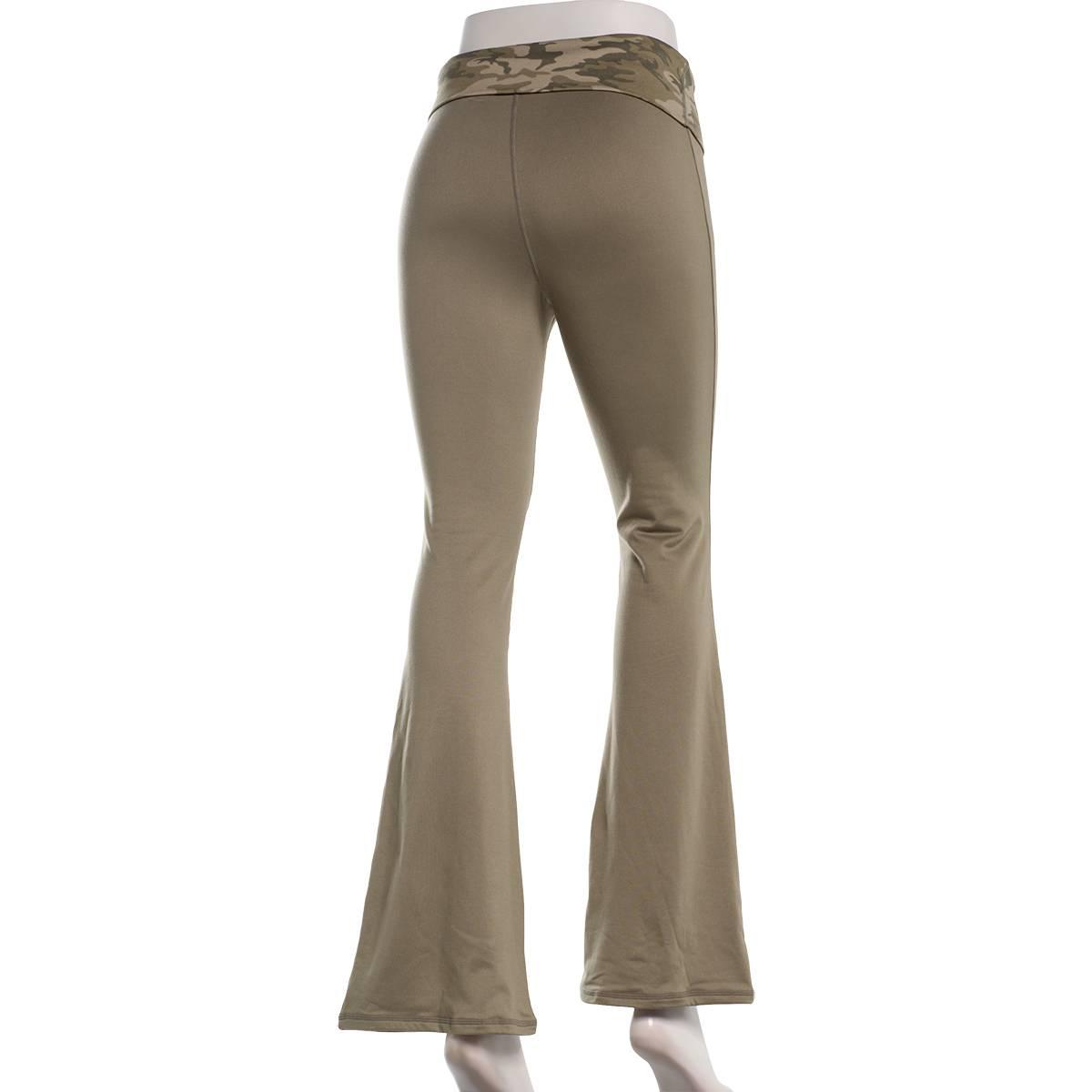Juniors No Comment Fleece Fold Over Waist Flare Pants - Vetiver