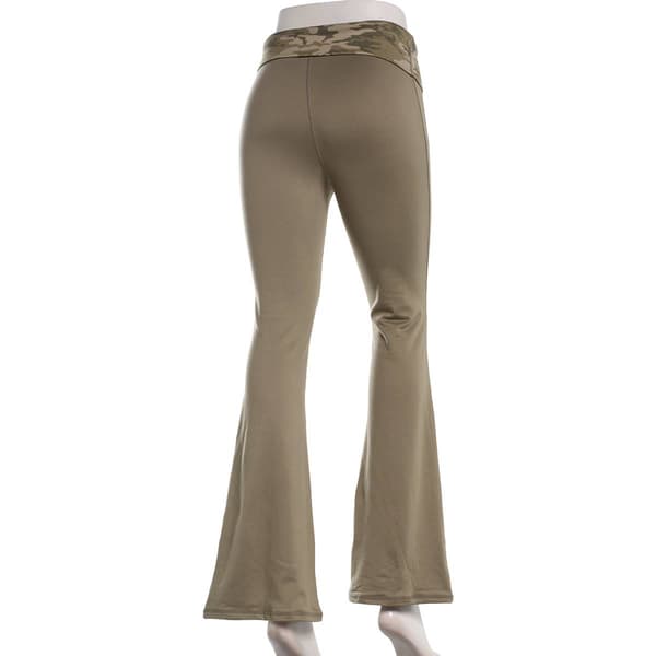 Juniors No Comment Fleece Fold Over Waist Flare Pants - Vetiver