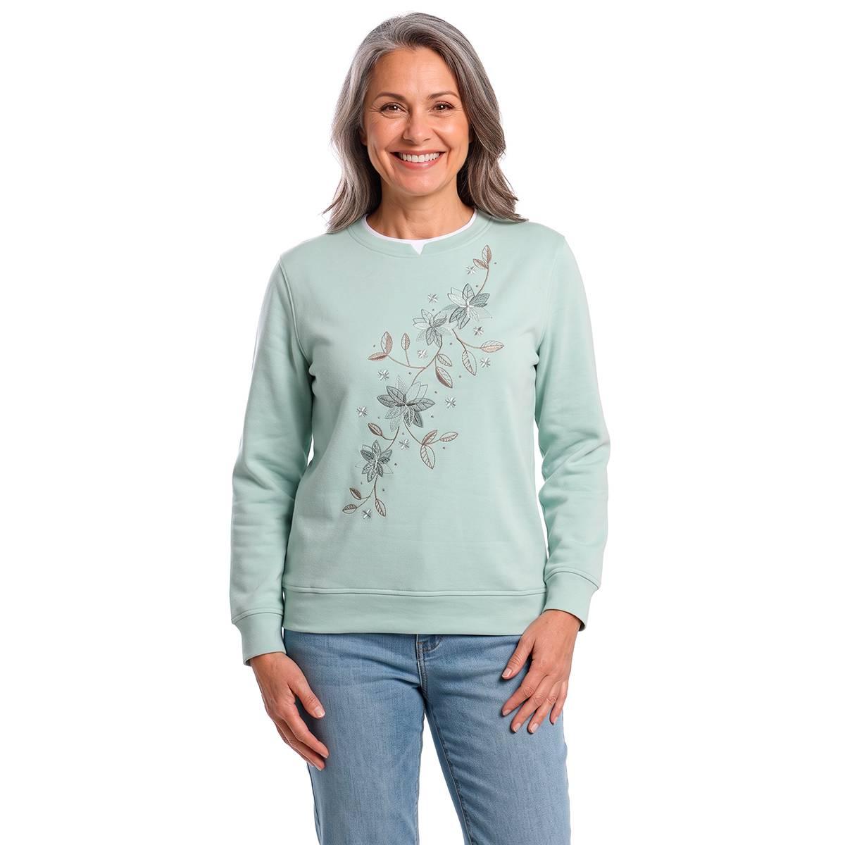 Petite Hasting & Smith Shimmering Vines Fleece Sweatshirt