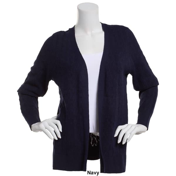 Womens Napa Valley Long Sleeve Pointelle Open Front Cardigan