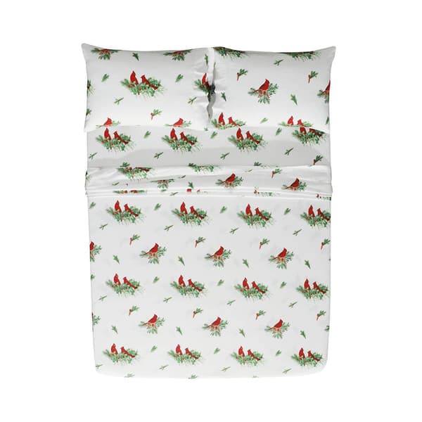 EnvioHome Durable Cotton Winter Flannel Cardinal Sheet Set