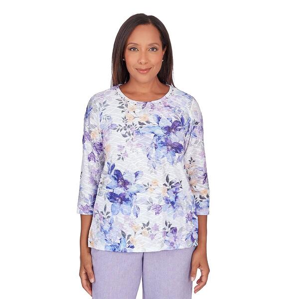 Womens Alfred Dunner Isn''t it Romantic Watercolor Floral Tee - image 