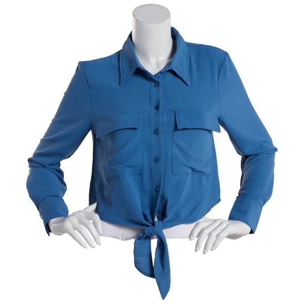 Juniors YMI(R) Expedition Tie Front Cropped Blouse - image 