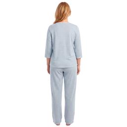 Womens Sophia 3/4 Sleeve Plaid Henley Pajama Set