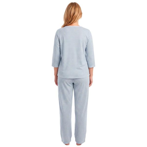 Womens Sophia 3/4 Sleeve Plaid Henley Pajama Set