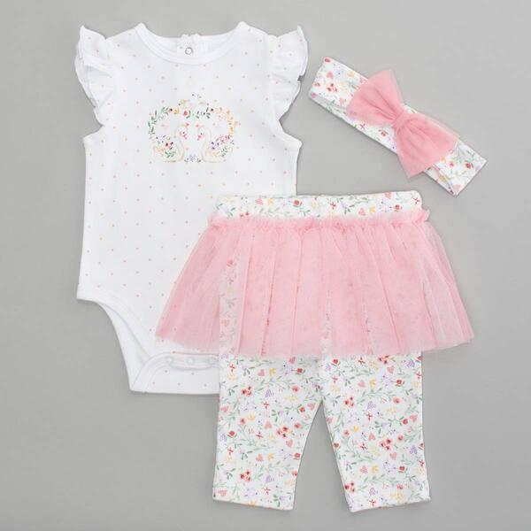 Baby Girl &#40;3-12M&#41; Little Me&#40;R&#41; Swan Skeggings Set with Headband - image 