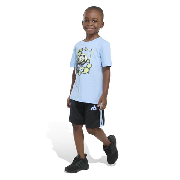 Boys &#40;4-7&#41; adidas&#174; Short Sleeve Tee & Shorts Set - Lt. Blue