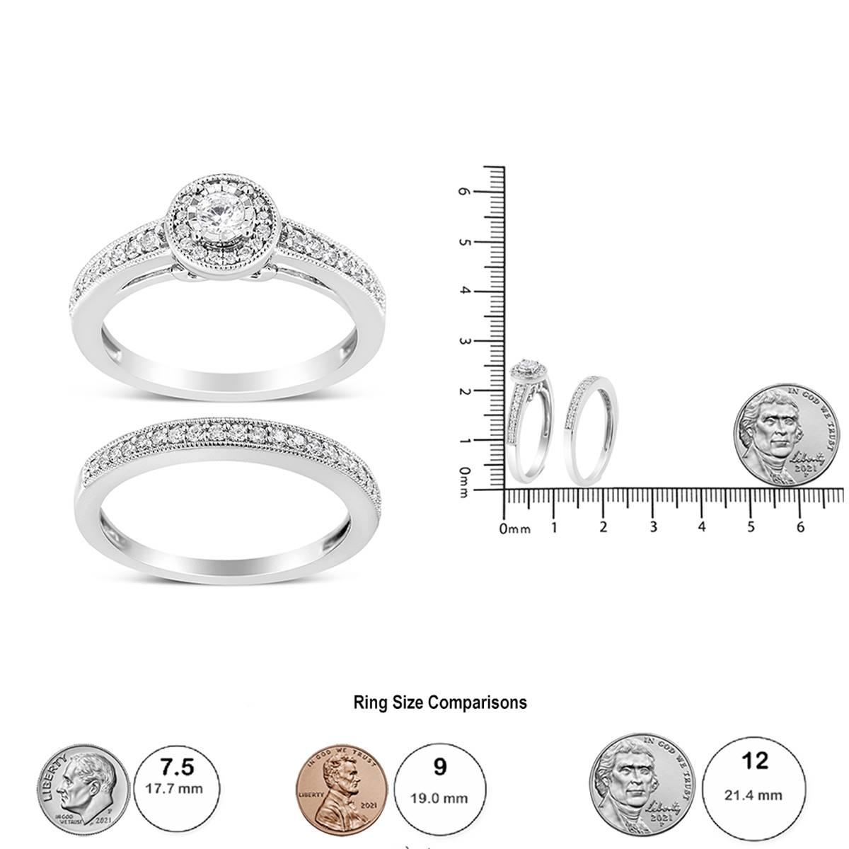 Haus of Brilliance Sterling Silver 1/2ct. Diamond Bridal Set