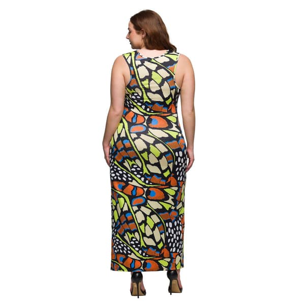 Plus Size 24/7 Comfort Apparel Bright Butterfly Casual Maxi Dress
