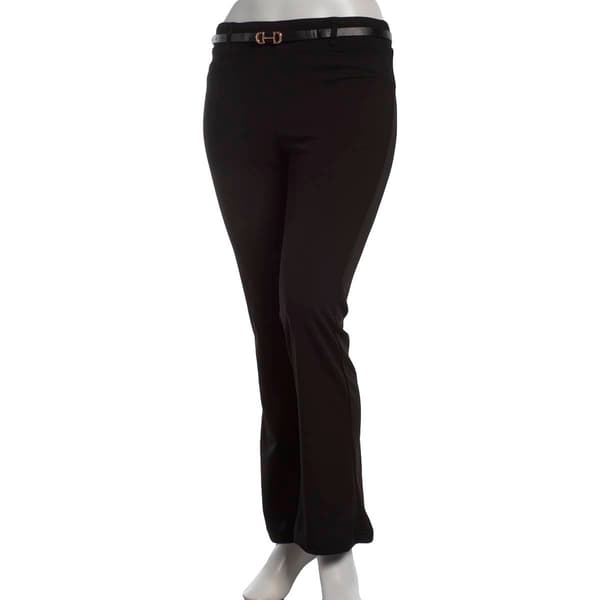 Womens Soho Apparel Pull On Belt Flare Leg Crepe Pants - image 
