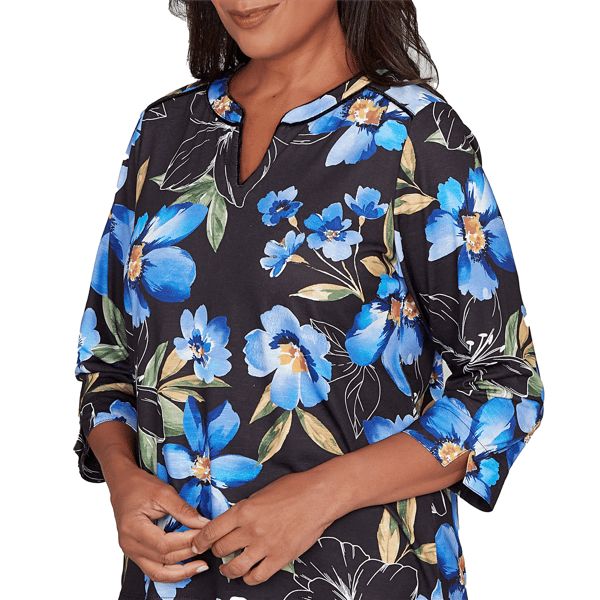 Petite Alfred Dunner Barcelona Watercolor Floral Blouse