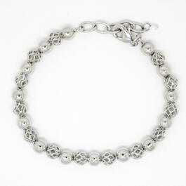 Silver Plated Beaded Link Bracelet