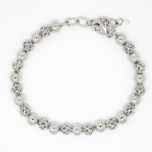 Silver Plated Beaded Link Bracelet - image 