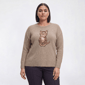 Plus Size Hanna & Gracie Long Sleeve Cat Pullover Sweater - image 2