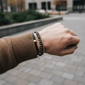Mens Iron Saints Silver Layered Box Chain & Tiger Eye Bracelet - image 4