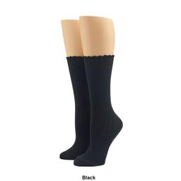 Womens HUE® Scalloped Pointelle Crew Socks