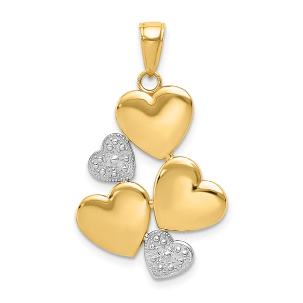 Gold Classics&#40;tm&#41; 14kt. & Rhodium Polished Hearts Pendant - image 