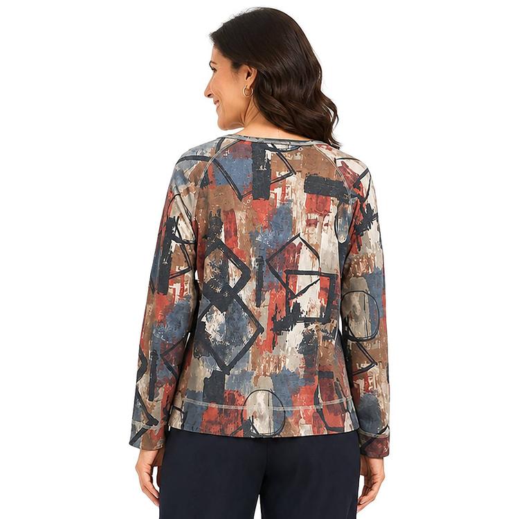 Petite Ali Miles Long Sleeve Abstract Circle Button Front Blouse