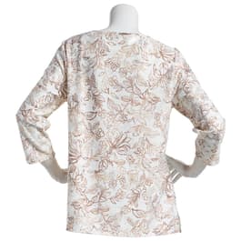 Petite Emily Daniels 3/4 Sleeve Floral Jacquard Knit Blouse