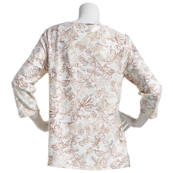 Womens Emily Daniels 3/4 Sleeve Floral Jacquard Knit Blouse