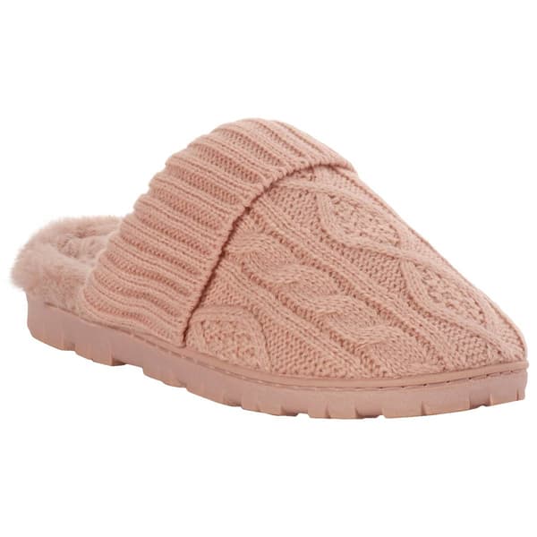 Womens Jessica Simpson Solid Cable Knit Scuff Slip On Slippers - image 