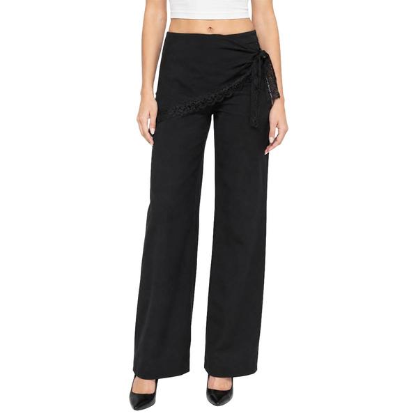 Juniors Love Tree Lace Trim Side Tie Wrap Pants - image 