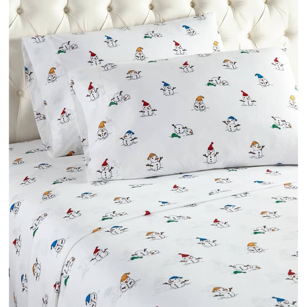 Micro Flannel&#40;R&#41; Snowman Printed Deep-Pocket Sheet Set - image 