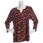 Womens Napa Valley 3/4 Sleeve Floral Pleat Henley Blouse - image 1