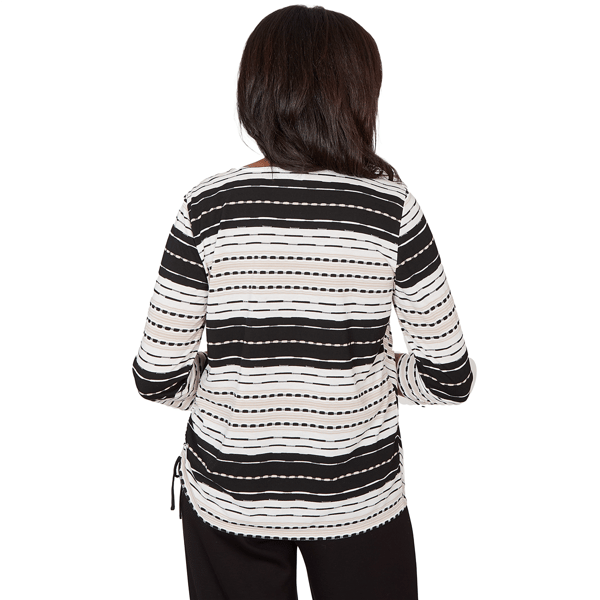 Womens Alfred Dunner Seville 3/4 Sleeve Diagonal Stripe Blouse