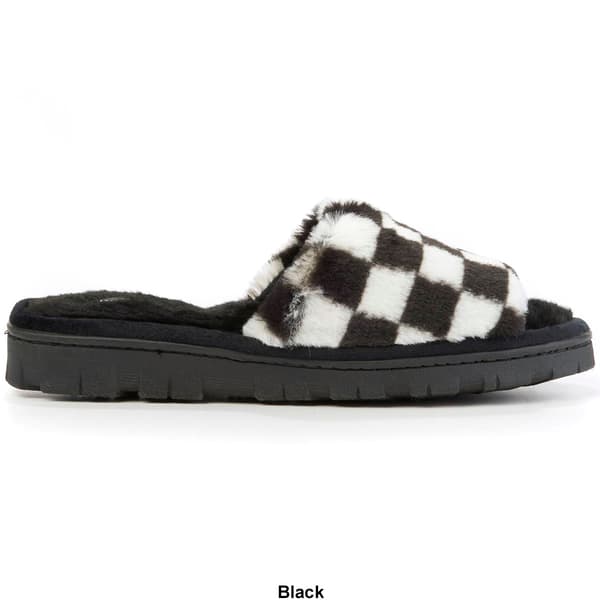 Womens Kensie Checkered Slide Slippers