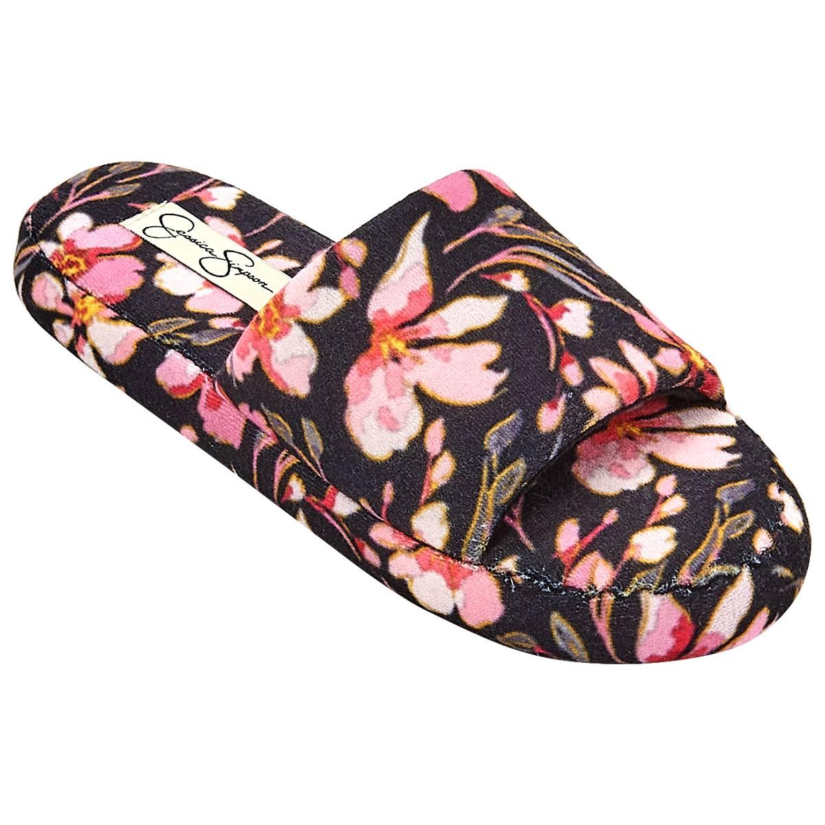 Womens Jessica Simpson Floral Platform Slide Slippers - Black