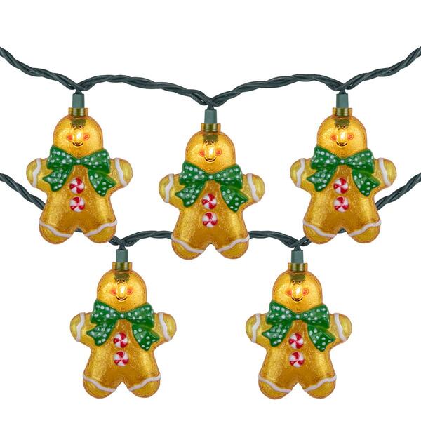 10ct Gingerbread Man Christmas Lights  Clear Lights  Green Wire - image 