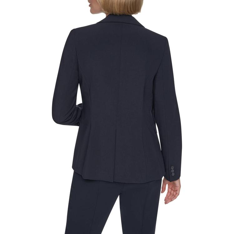 Womens DKNY Long Sleeve Solid One Button Blazer - Navy