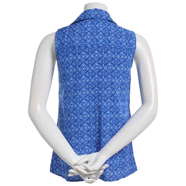 Petite Notations Sleeveless Button Front Diamond Equipment Blouse
