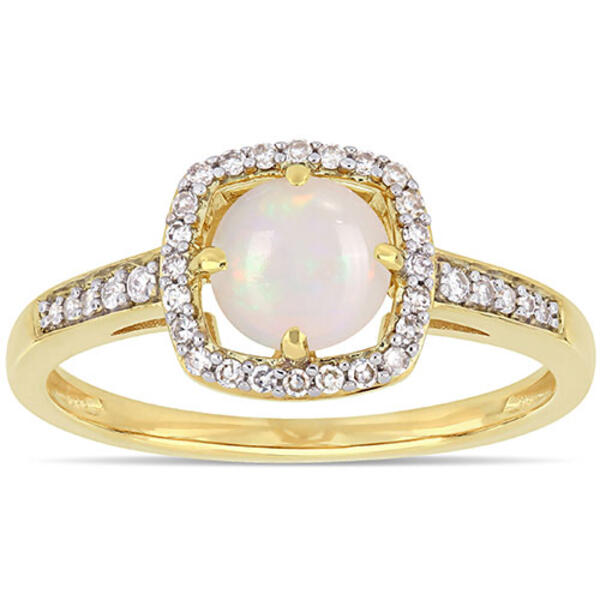 Gemstone Classics&#40;tm&#41; 10kt. Gold & Opal Square Halo Ring - image 