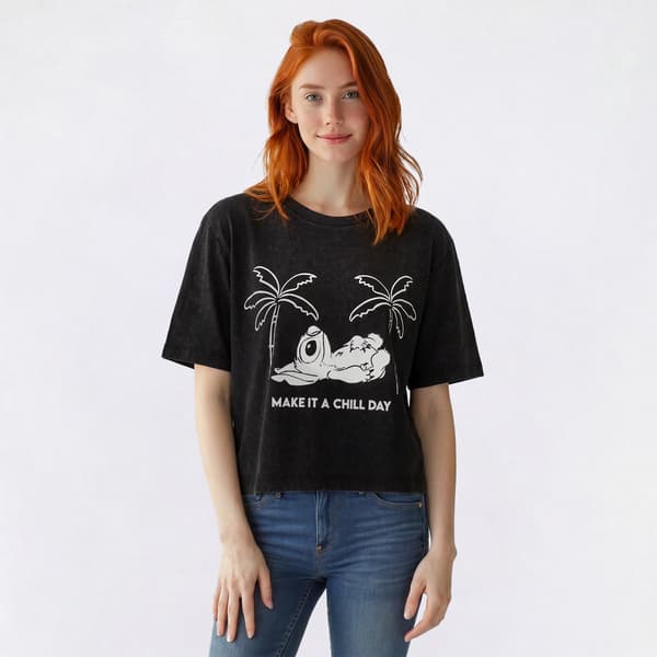 Juniors Freeze Mineral Wash Stitch Chill Day Boxy Tee - image 