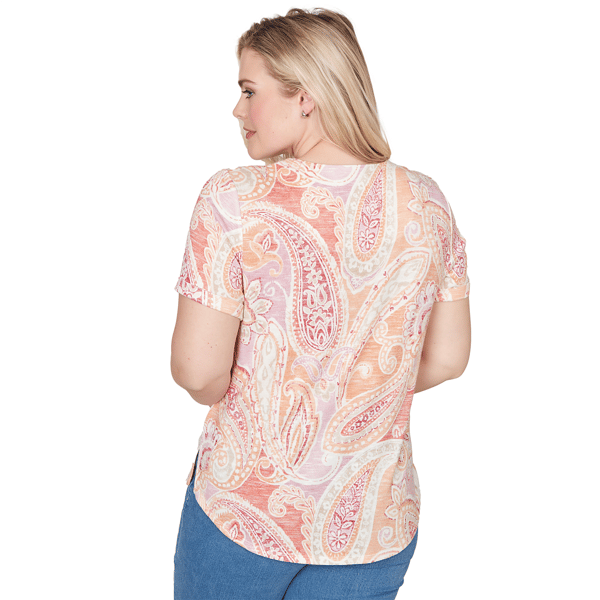 Petite Alfred Dunner Beachcomber Short Sleeve Paisley Tee