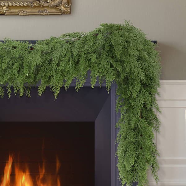 Puleo International 9ft. Artificial PE Cedar Garland