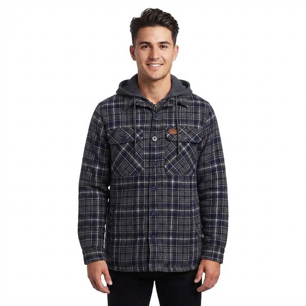 Mens Mountain Ridge Flannel Jacket w/ Chest Protector - Navy