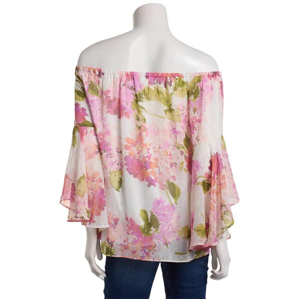 Plus Size MSK Off The Shoulder Floral Print Blouse