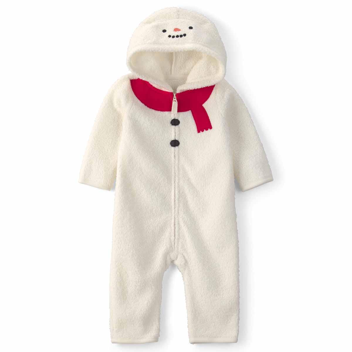 Baby Unisex (3-9M) Carter''s(R) Snowman Fleece Long Sleeve Jumpsuit